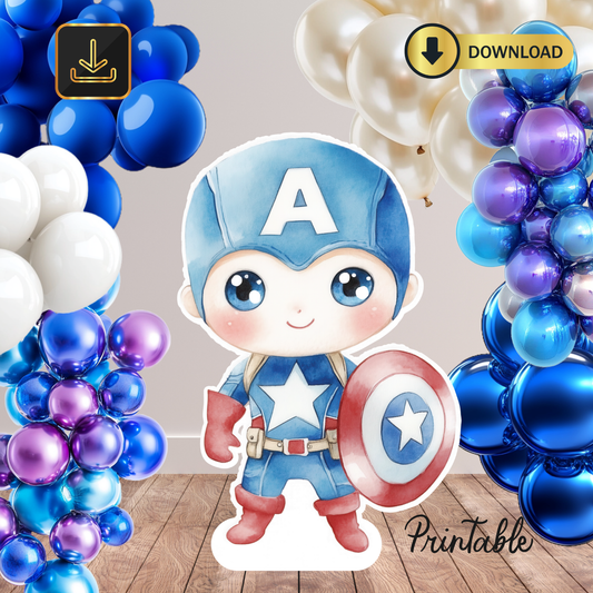 cute Superhero Captain Decor Cutout (Digital File), Cartoons cut outs, and party signs. Life Size Cutouts, Iron man, Spider, Venom, batman
