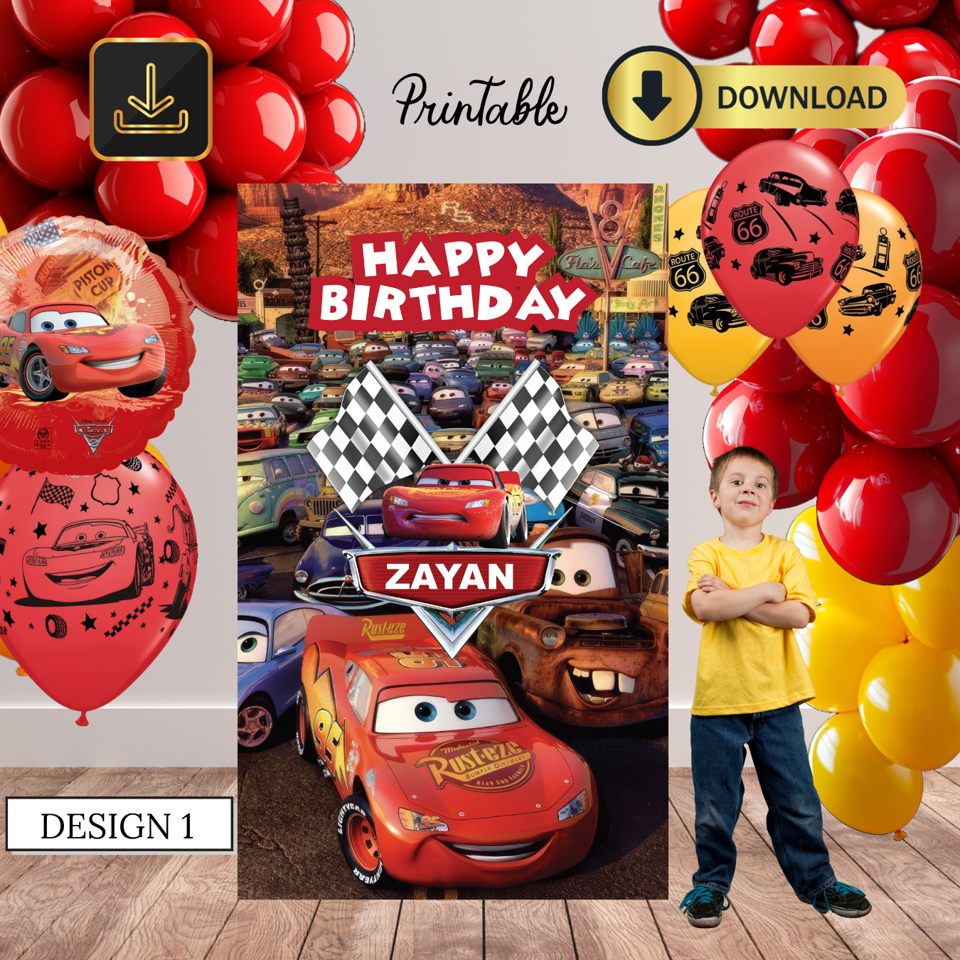 Cars themed Birthday Party Cutouts: Racing Theme Decor (Digital Download)