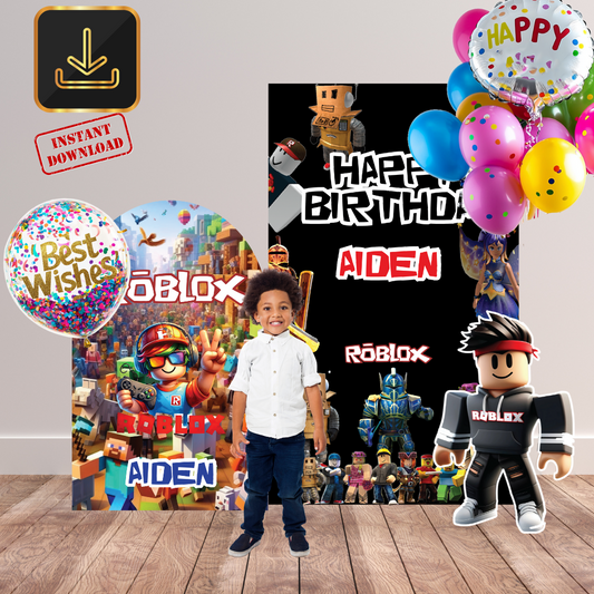 Roblox Birthday Party Decor – digital download for Roblox display, Roblox cutout