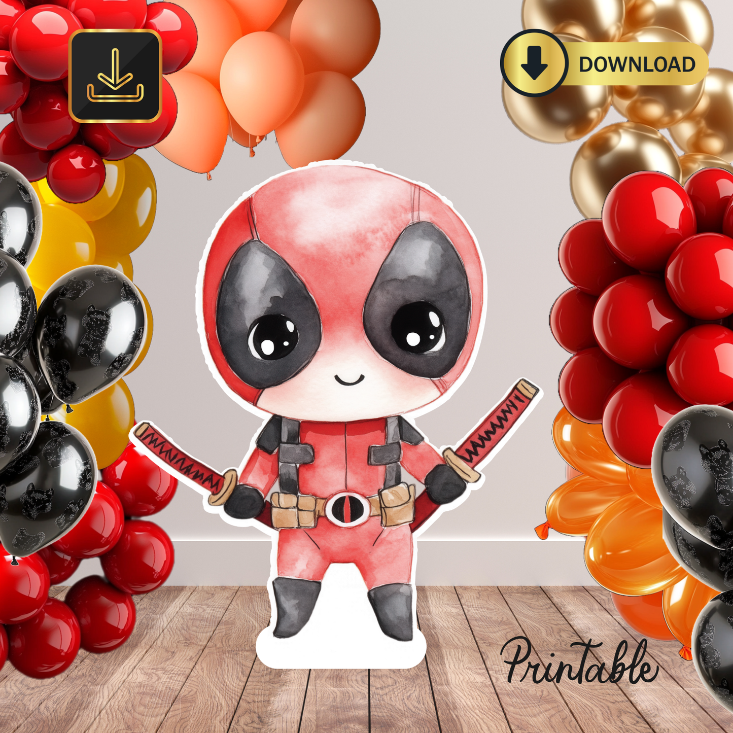 cute Superhero Captain Decor Cutout (Digital File), Cartoons cut outs, and party signs. Life Size Cutouts, Iron man, Spider, Venom, deadpool