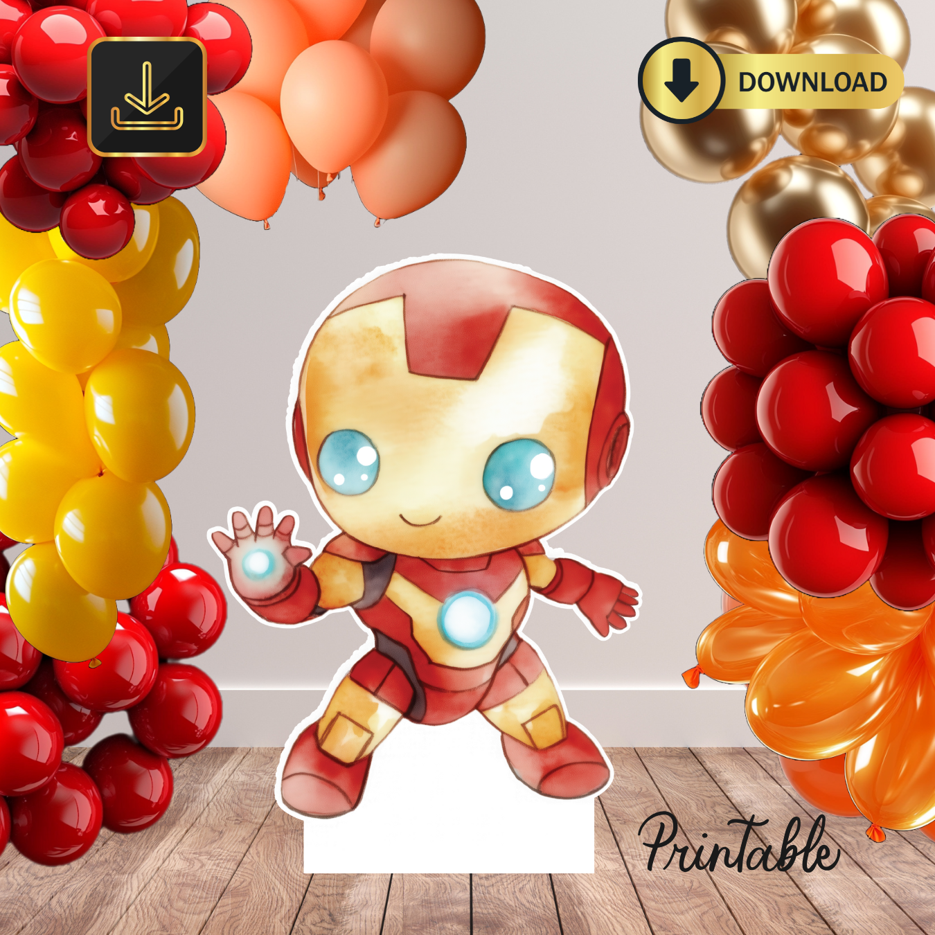 cute Superhero Captain Decor Cutout (Digital File), Cartoons cut outs, and party signs. Life Size Cutouts, Iron man, Spider, Iron man