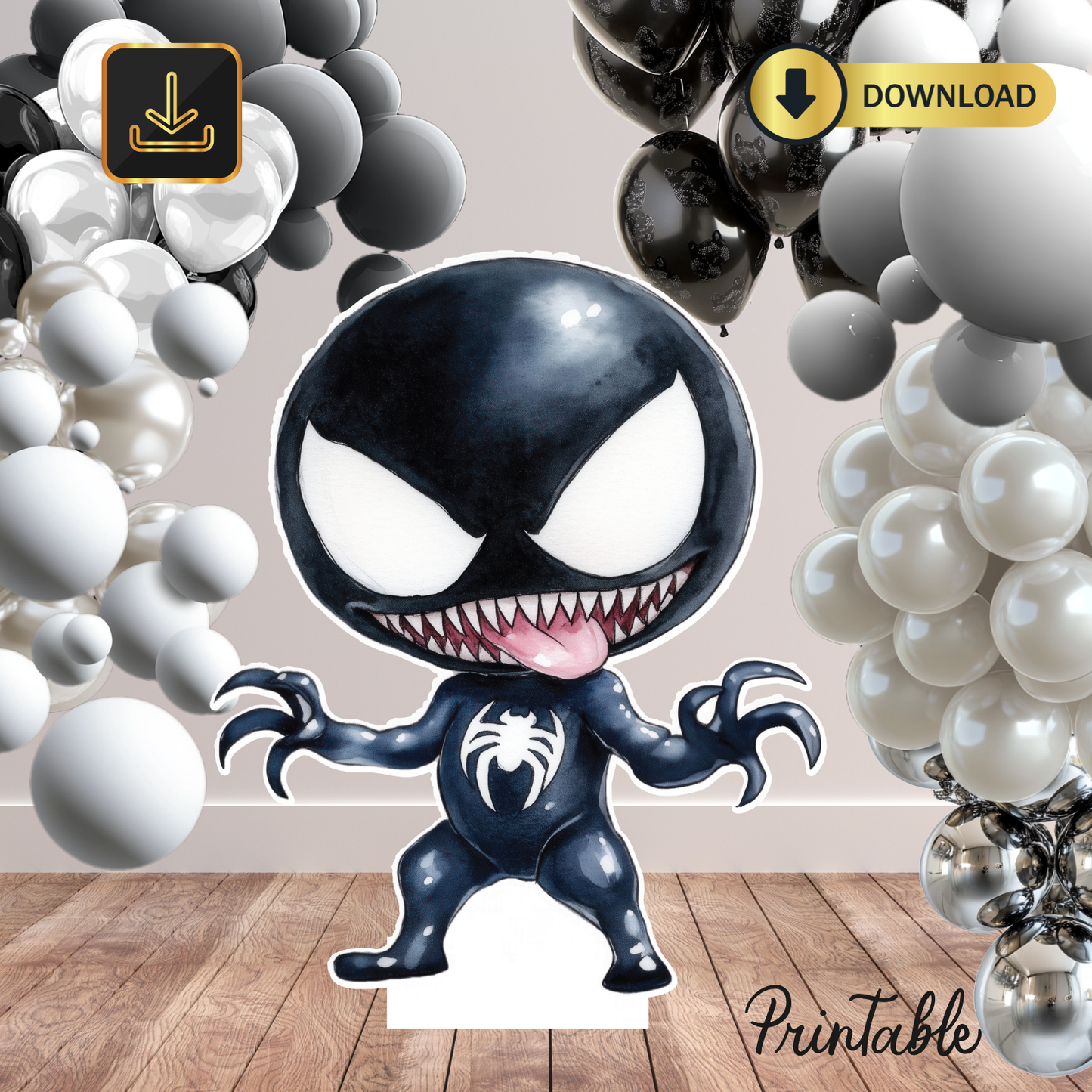 cute Superhero Captain Decor Cutout (Digital File), Cartoons cut outs, and party signs. Life Size Cutouts, Iron man, Spider, Venom, batman