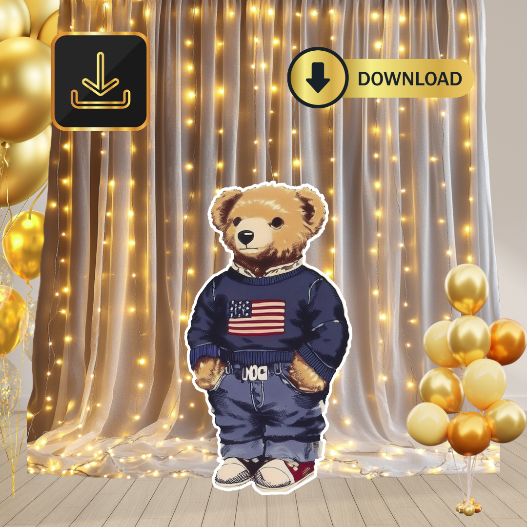 Polo Bear boy Cutout Prop, Ralph Lauren inspired party cut out