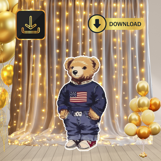 Polo Bear boy Cutout Prop, Ralph Lauren inspired party cut out