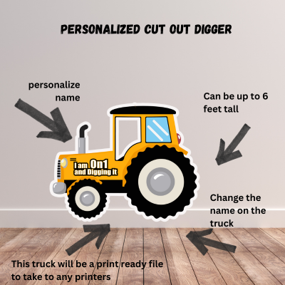 Construction cutout - Construction Theme Birthday - Tractor birthday - Construction Party -Dump Truck Birthday - 1st bday download