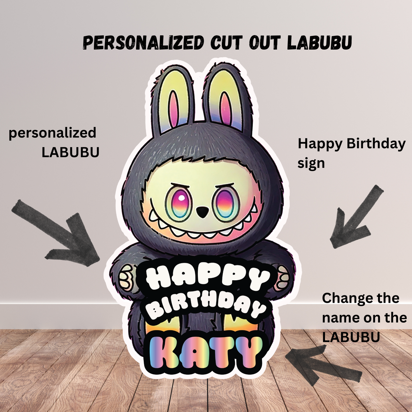 Labubu Birthday Party Decor: 4ft Character Cutout (Instant Download digital)