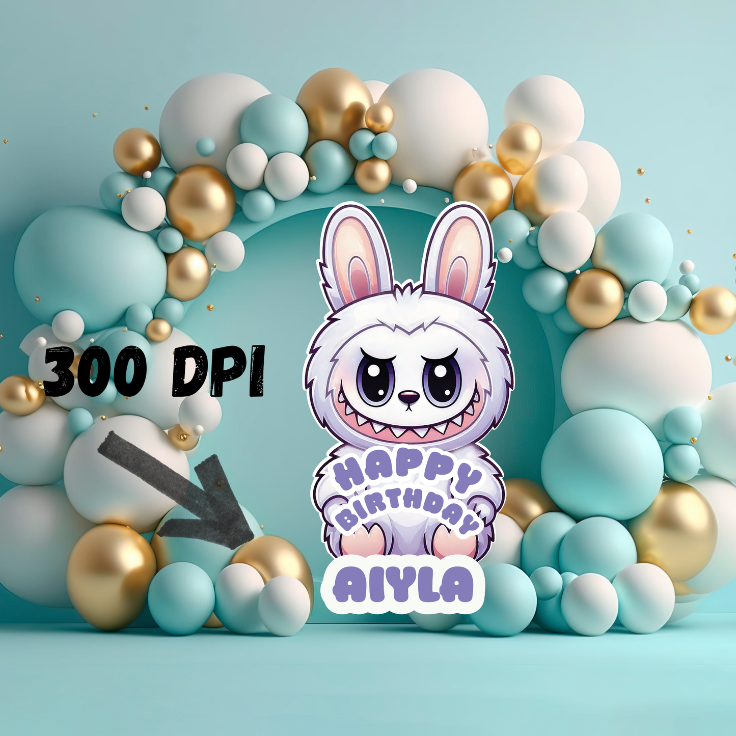 Labubu Birthday Party Cutout: Playful Character Prop - 4ft Tall