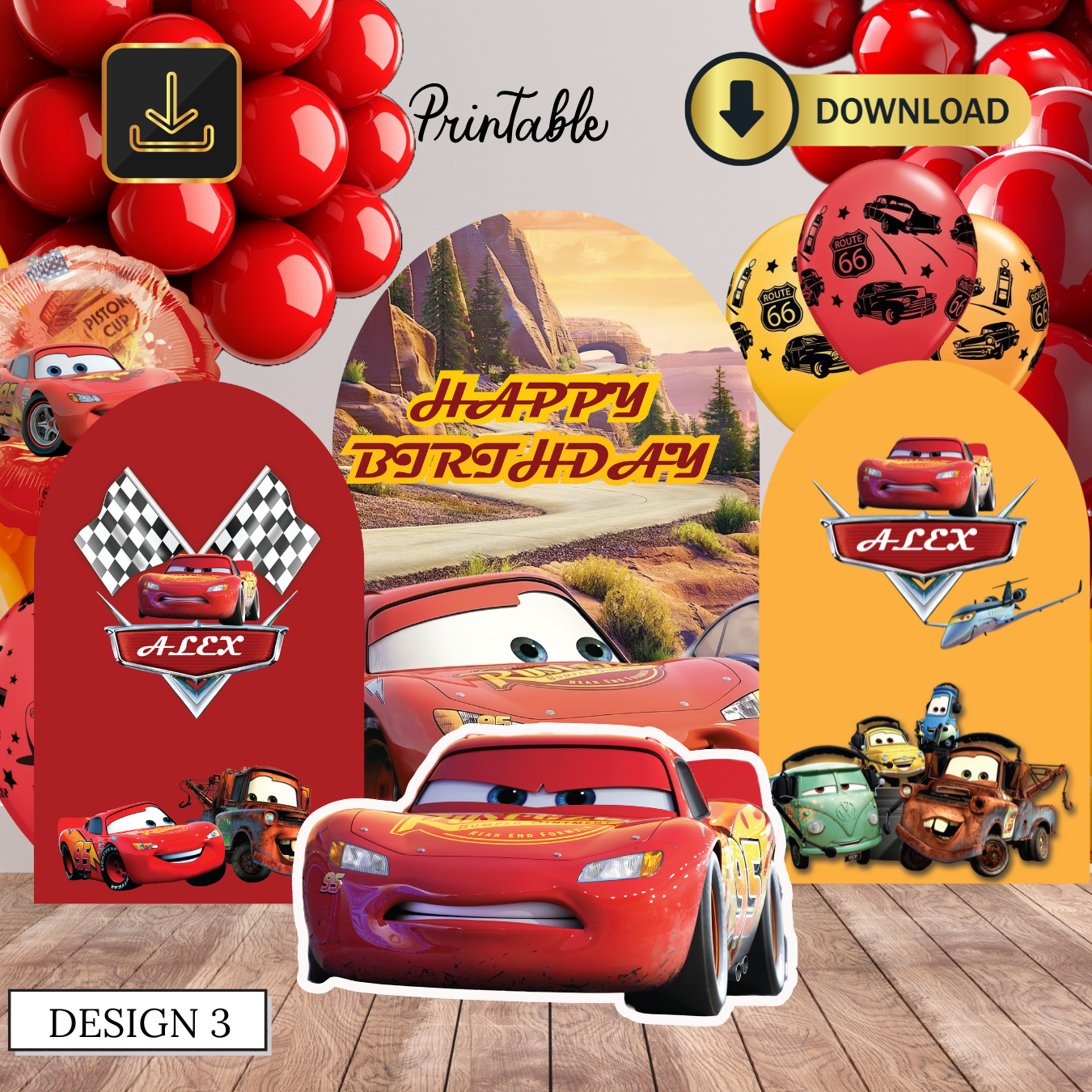 Cars themed Birthday Party Cutouts: Racing Theme Decor (Digital Download)