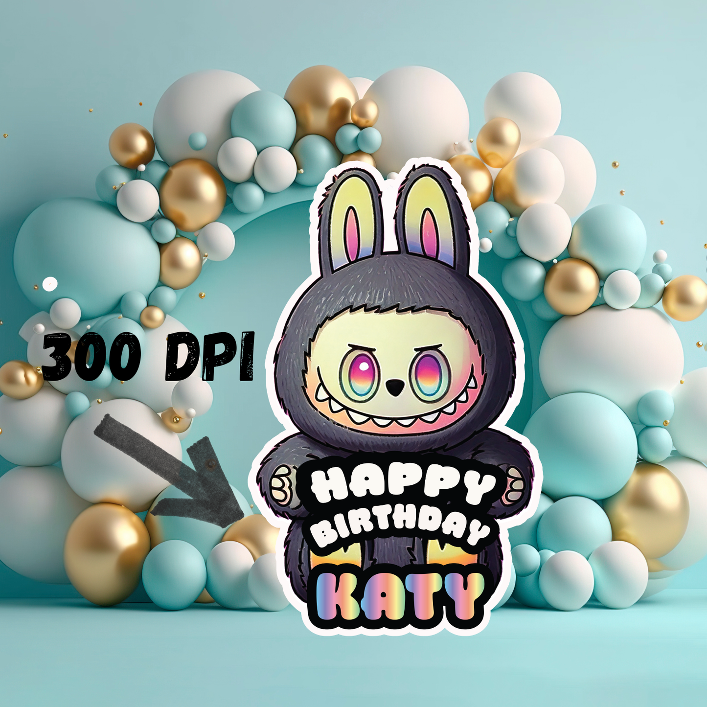 Labubu Birthday Party Decor: 4ft Character Cutout (Instant Download digital)