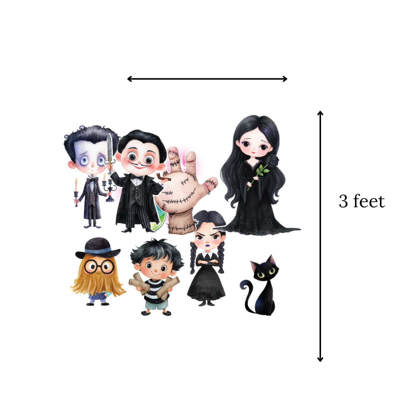Cute Wednesday digital cutouts, Adams family Cutout, Goth cutout, Wednesday watercolour cutouts