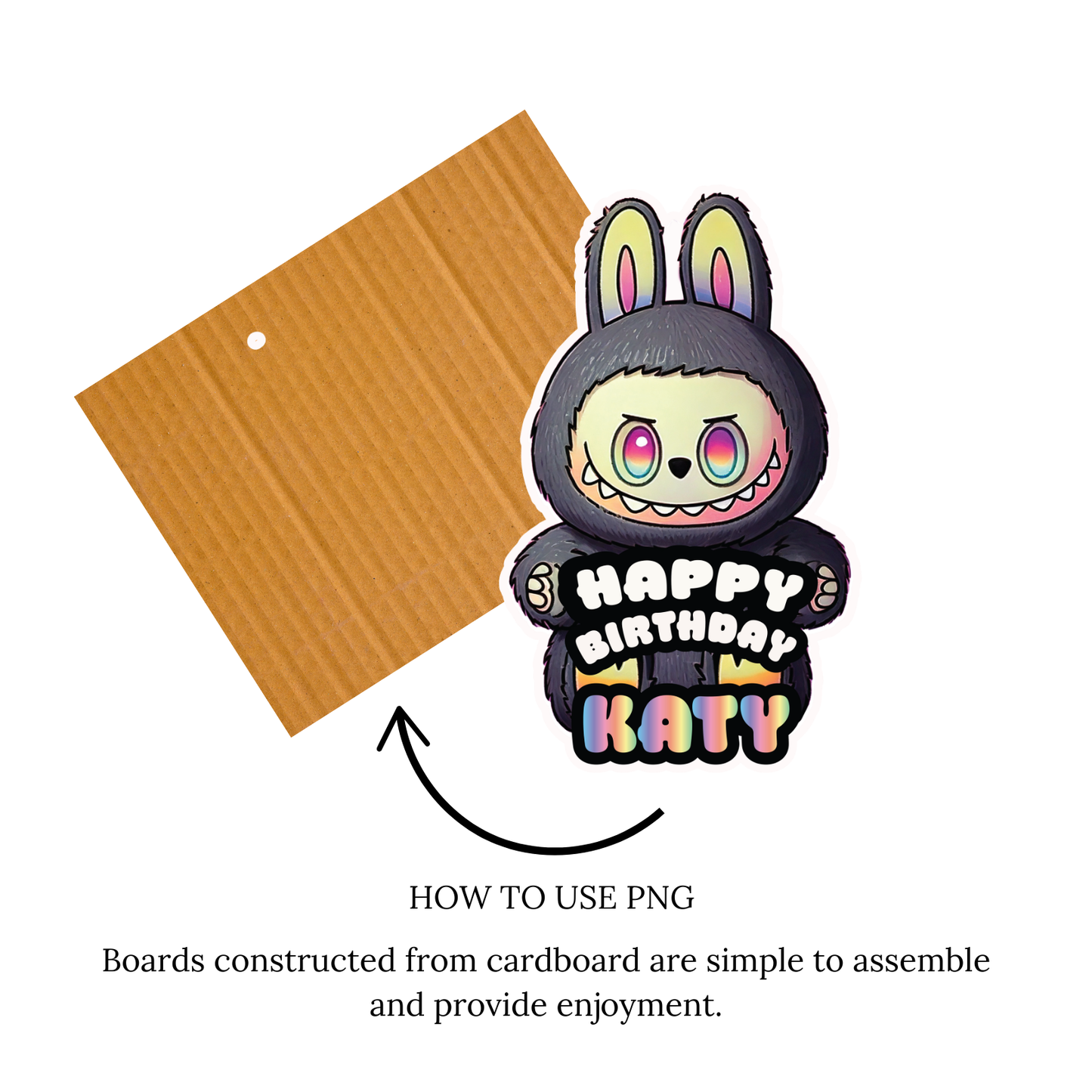 Labubu Birthday Party Decor: 4ft Character Cutout (Instant Download digital)